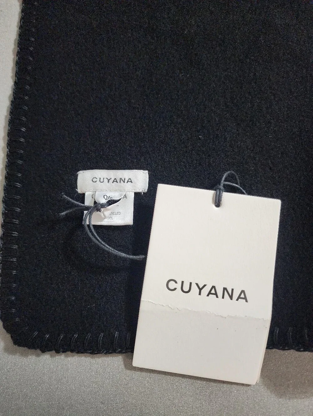 Cuyana Google Wool Soft Scarf Black 100% Recycled Wool Logo NWT